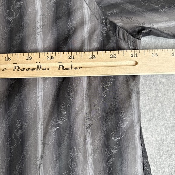 Tommy Bahama Embroidered Floral Silk Blend Long Sleeve Shirt Mens Large Gray EUC - Picture 4 of 9